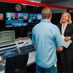 Mary Lambie in an editing studio
